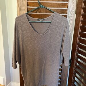 Laila Jayde Gray Slub Knit Top XS